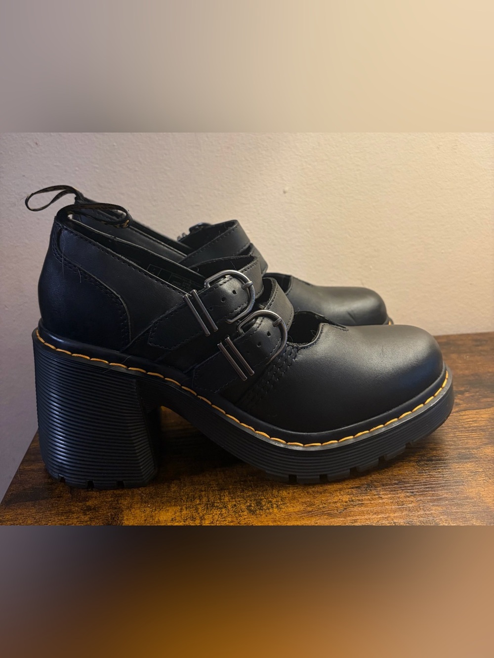 Dr Martens Eviee sendal platform mary janes buckles black size 9 41